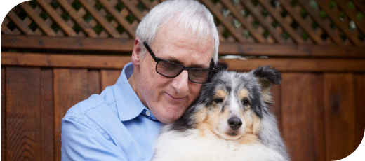 PPF member with dog sat outside