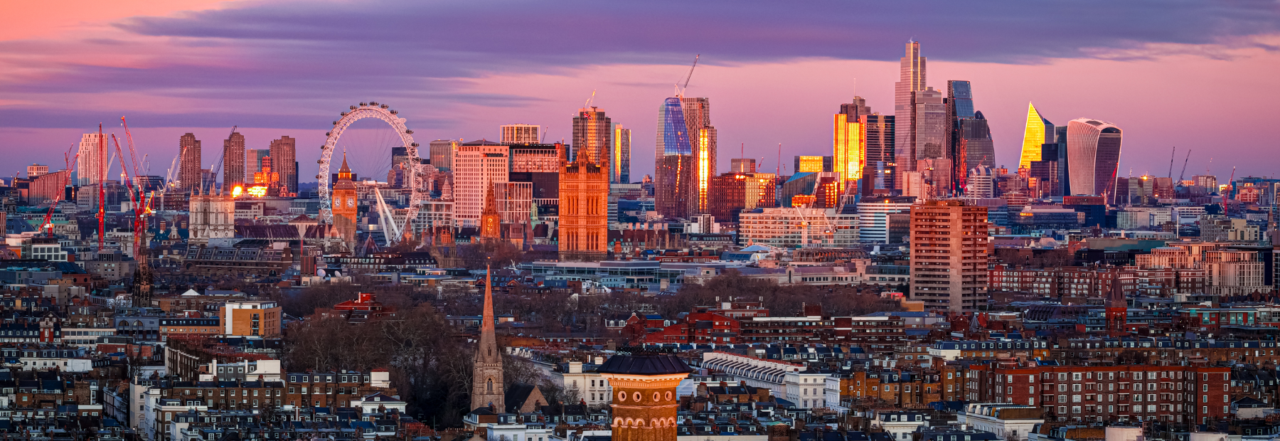 London skyline at sunset