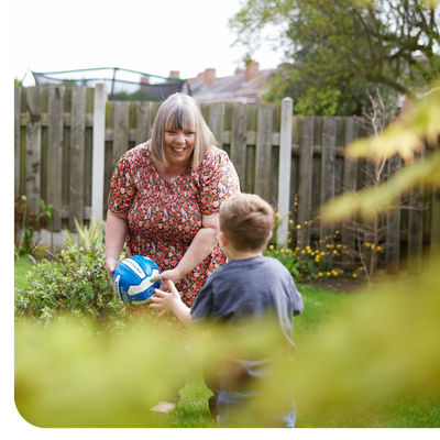PPF member playing catch with grandson