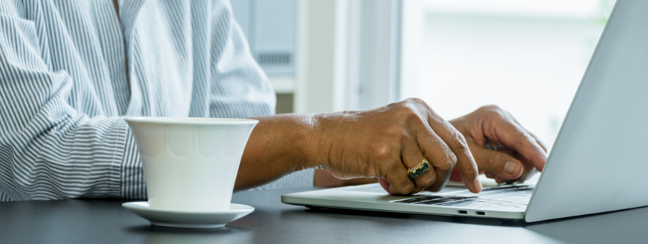 Person typing on laptop