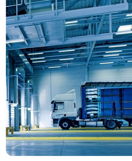 Lorry in a warehouse