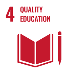 SDG goal 4 quality education, icon of book and pen 